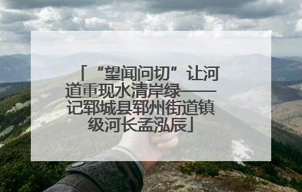 “望闻问切”让河道重现水清岸绿——记郓城县郓州街道镇级河长孟泓辰