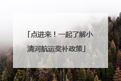 点进来！一起了解小清河航运奖补政策