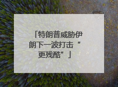 特朗普威胁伊朗下一波打击“更残酷”