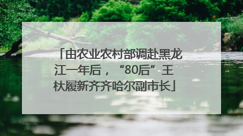 由农业农村部调赴黑龙江一年后，“80后”王杕履新齐齐哈尔副市长