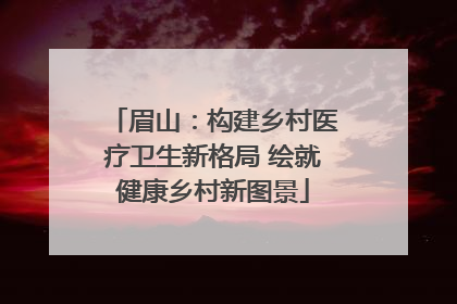 眉山：构建乡村医疗卫生新格局 绘就健康乡村新图景