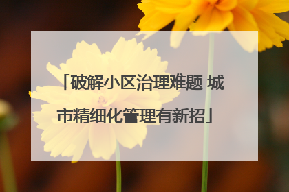 破解小区治理难题 城市精细化管理有新招