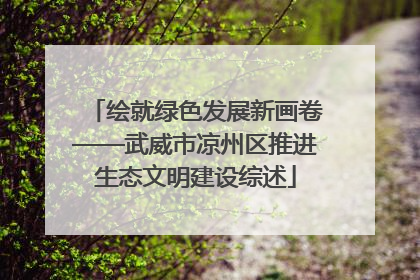 绘就绿色发展新画卷——武威市凉州区推进生态文明建设综述