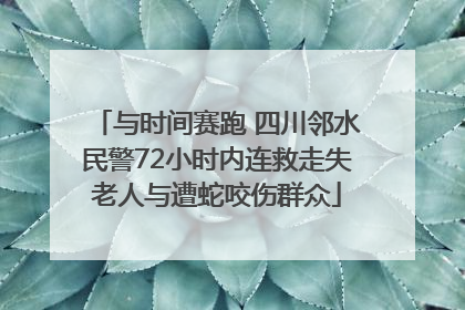 与时间赛跑 四川邻水民警72小时内连救走失老人与遭蛇咬伤群众