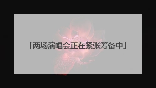 两场演唱会正在紧张筹备中