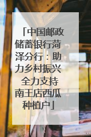 中国邮政储蓄银行菏泽分行：助力乡村振兴 全力支持南王店西瓜种植户