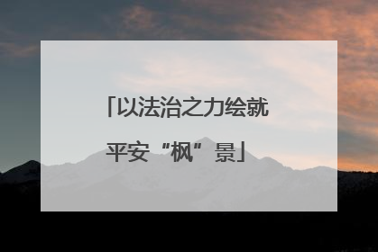 以法治之力绘就平安“枫”景
