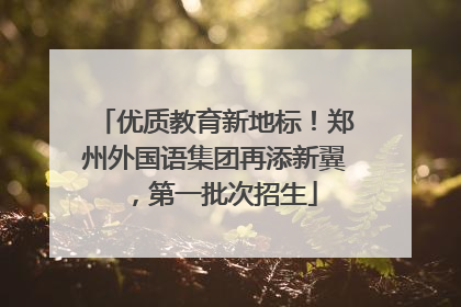 优质教育新地标！郑州外国语集团再添新翼，第一批次招生