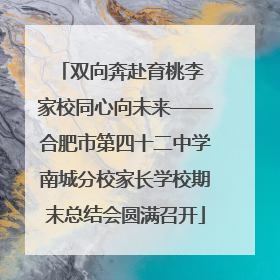 双向奔赴育桃李 家校同心向未来——合肥市第四十二中学南城分校家长学校期末总结会圆满召开