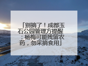 别摘了！成都玉石公园管理方提醒：杨梅可能残留农药，勿采摘食用