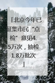 北京今年已征集市民“点检”意见4.5万次，抽检1.8万批次