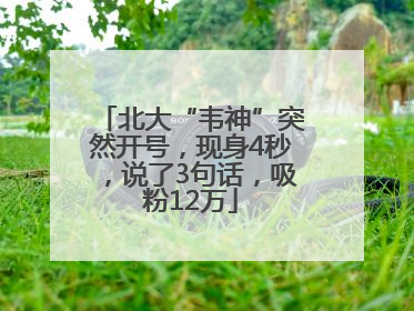 北大“韦神”突然开号，现身4秒，说了3句话，吸粉12万