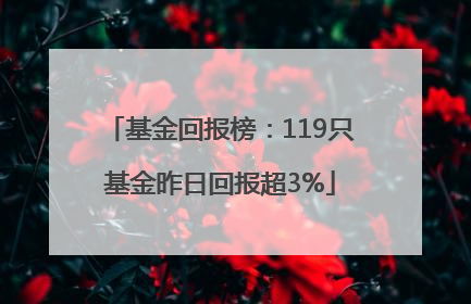 基金回报榜：119只基金昨日回报超3%