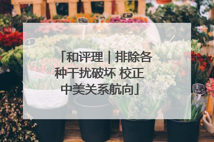 和评理｜排除各种干扰破坏 校正中美关系航向
