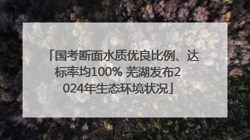 国考断面水质优良比例、达标率均100% 芜湖发布2024年生态环境状况