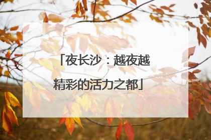 夜长沙：越夜越精彩的活力之都
