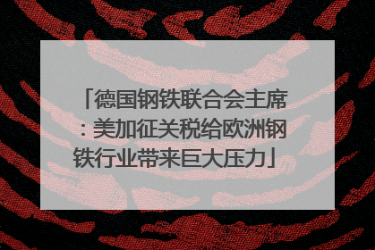 德国钢铁联合会主席：美加征关税给欧洲钢铁行业带来巨大压力