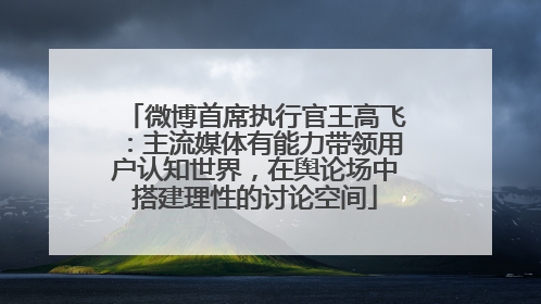 微博首席执行官王高飞：主流媒体有能力带领用户认知世界，在舆论场中搭建理性的讨论空间