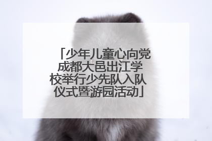 少年儿童心向党 成都大邑出江学校举行少先队入队仪式暨游园活动