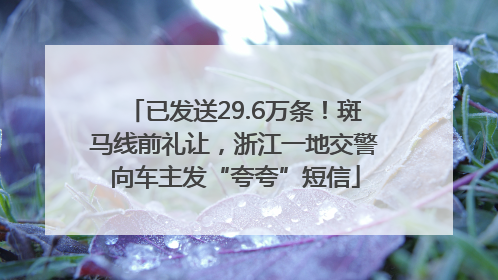 已发送29.6万条！斑马线前礼让，浙江一地交警向车主发“夸夸”短信