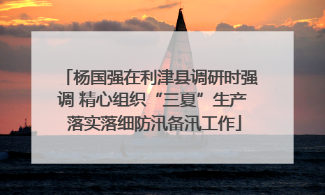 杨国强在利津县调研时强调 精心组织“三夏”生产 落实落细防汛备汛工作