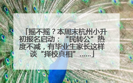 摇不摇？本周末杭州小升初报名启动：“民转公”热度不减，有毕业生家长这样谈“择校真相”……