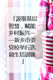 汲取基层智慧，赋能乡村振兴——新乡市委党校举行选调生培训课