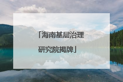 海南基层治理研究院揭牌