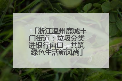 浙江温州鹿城丰门街道：垃圾分类进银行窗口，共筑绿色生活新风尚