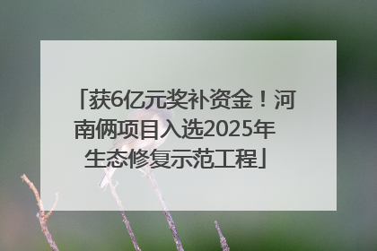 获6亿元奖补资金！河南俩项目入选2025年生态修复示范工程