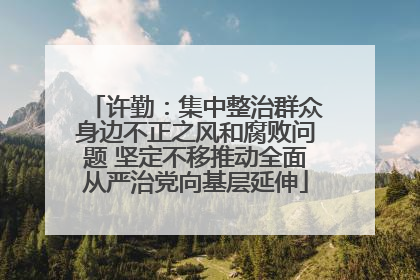 许勤：集中整治群众身边不正之风和腐败问题 坚定不移推动全面从严治党向基层延伸