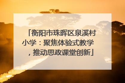 衡阳市珠晖区泉溪村小学：聚焦体验式教学，推动思政课堂创新