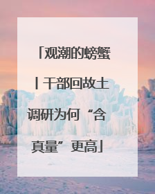 观潮的螃蟹丨干部回故土调研为何“含真量”更高