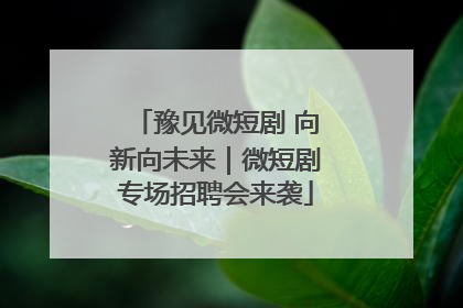 豫见微短剧 向新向未来｜微短剧专场招聘会来袭
