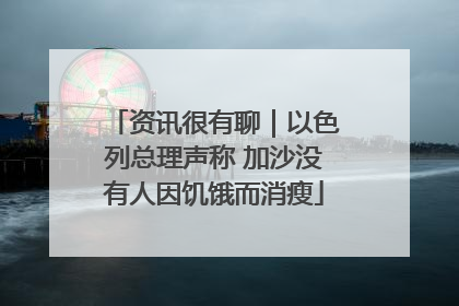 资讯很有聊｜以色列总理声称 加沙没有人因饥饿而消瘦