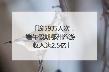 逾59万人次，端午假期鄂州旅游收入达2.5亿