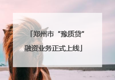 郑州市“豫质贷”融资业务正式上线