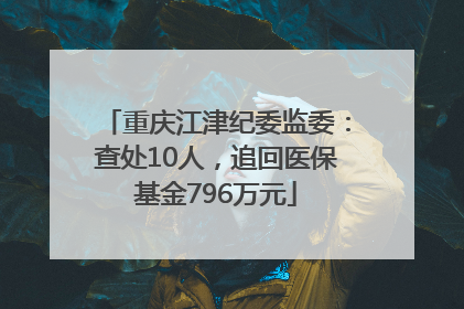重庆江津纪委监委：查处10人，追回医保基金796万元