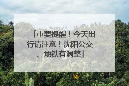 重要提醒！今天出行请注意！沈阳公交、地铁有调整