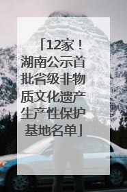 12家！湖南公示首批省级非物质文化遗产生产性保护基地名单