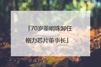 70岁董明珠卸任格力芯片董事长